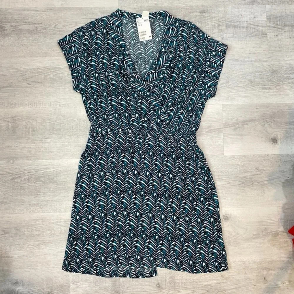 Festival Summer Tropical Short Mini Dress Romper Size 10 Capped sleeves Teal
